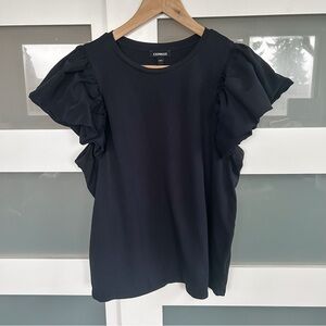 Express Elegant Navy Ruffle Blouse